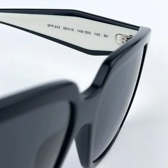 NEW Prada PR24ZS 1AB5S0 Black Dark Grey Square Oversized Women Sunglasses - Picture 15 of 16